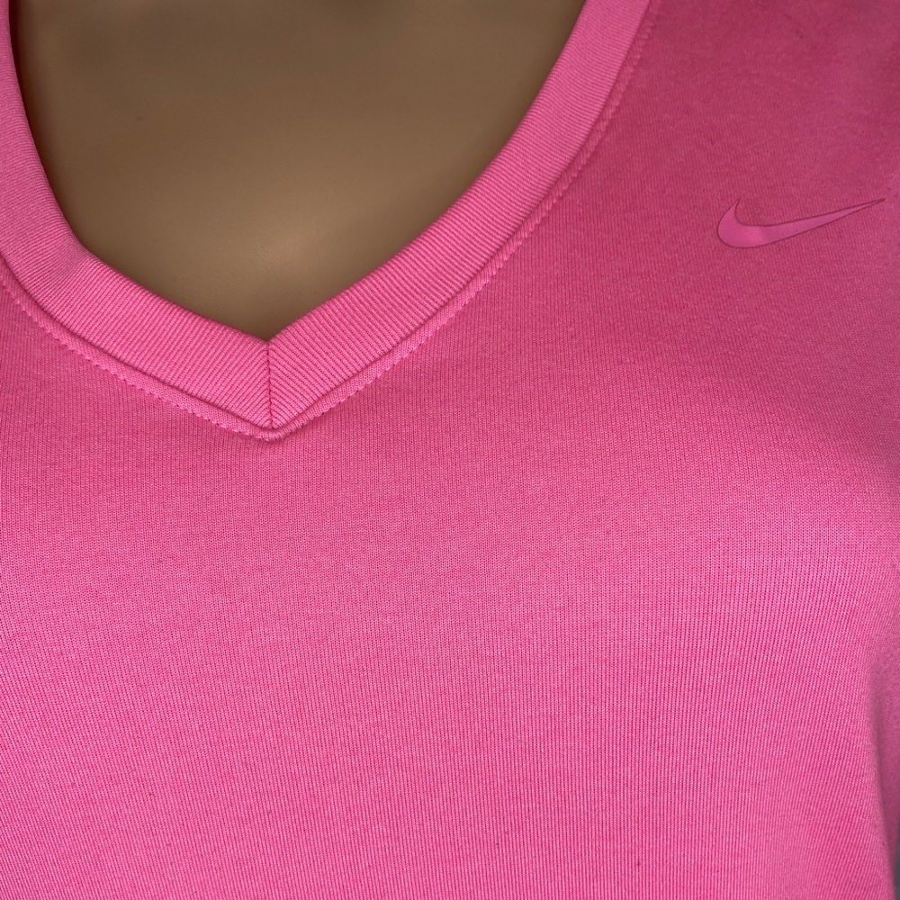 Nike Pink Dri-Fit V-Neck Athletic Active T-Shirt Tee Size Medium VGC - Picture 2 of 4